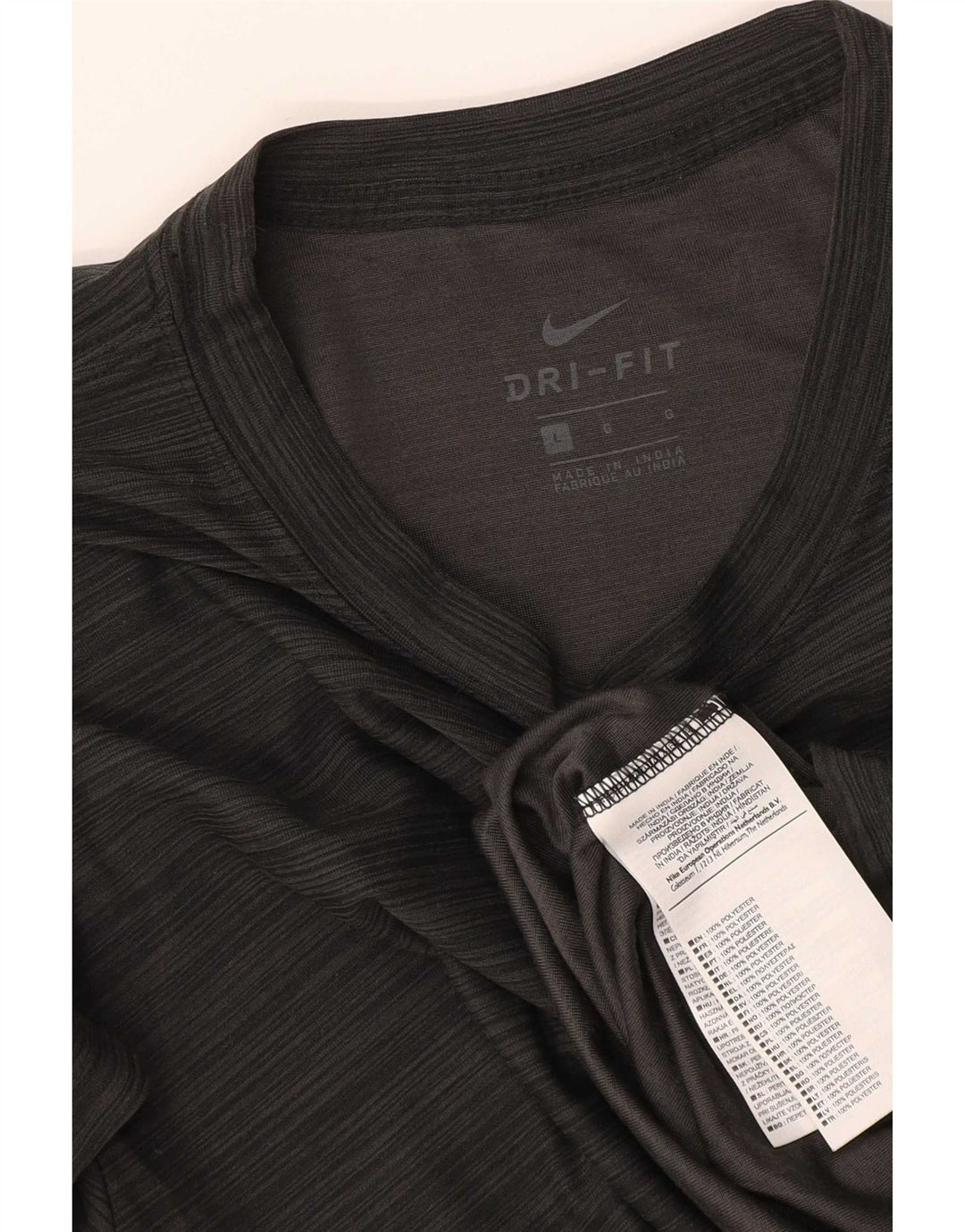 Nike Camiseta Dri Fit para hombre Top grande de poliéster a rayas negras