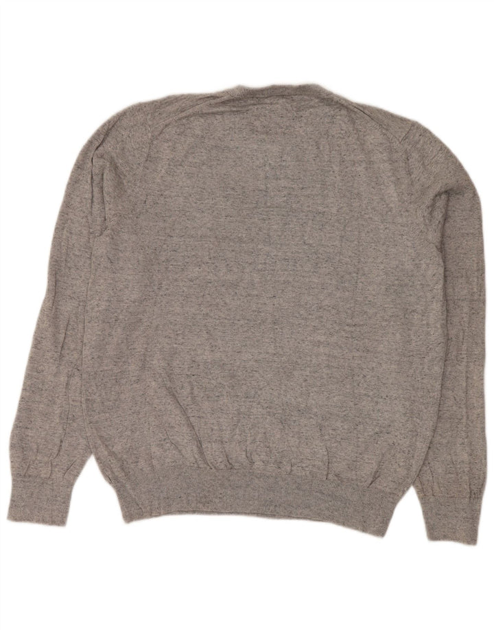 Marks & Spencer Jersey de cuello redondo para hombre de algodón moteado gris grande