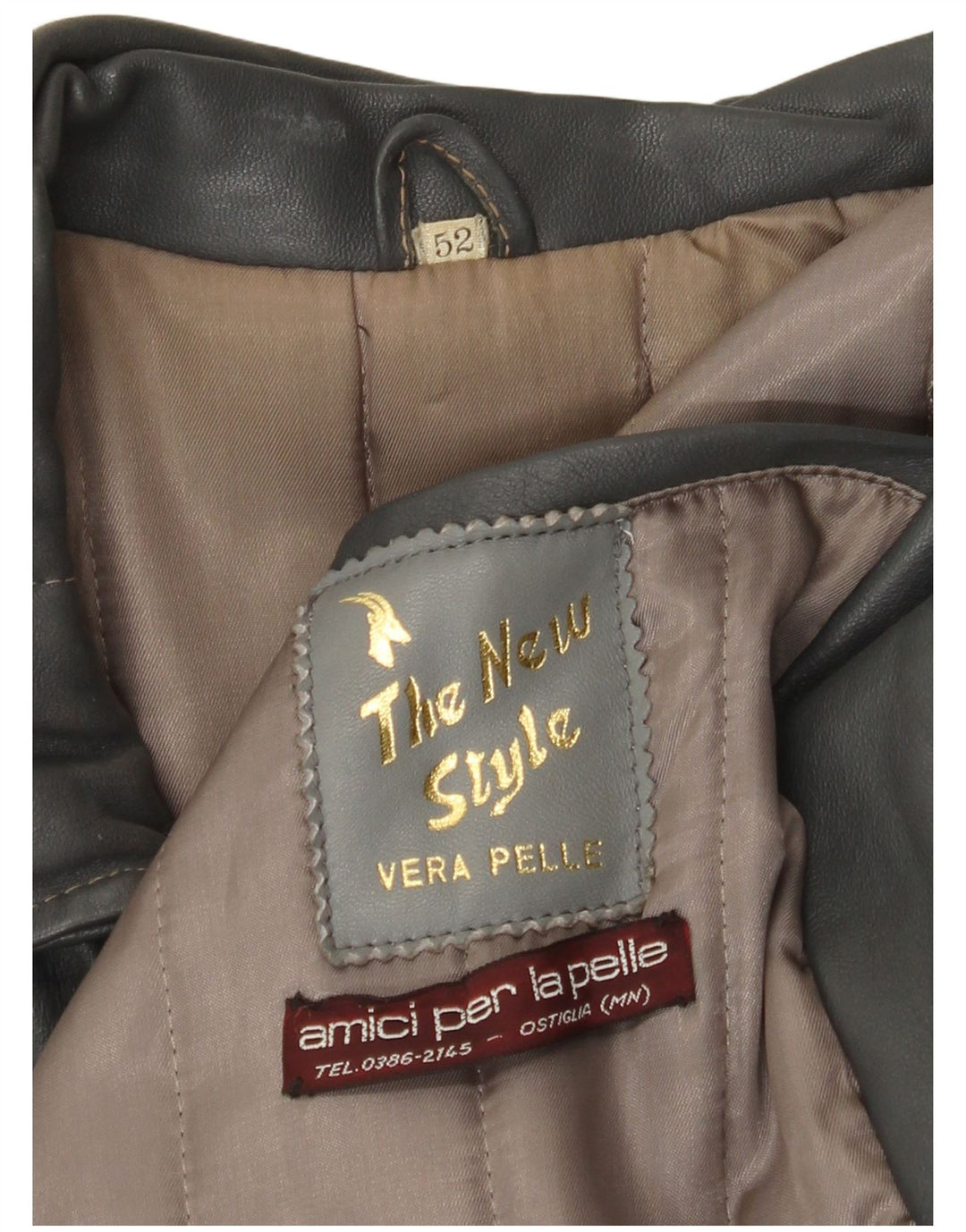 Chaqueta de cuero vintage para hombre IT 52 XL cuero gris