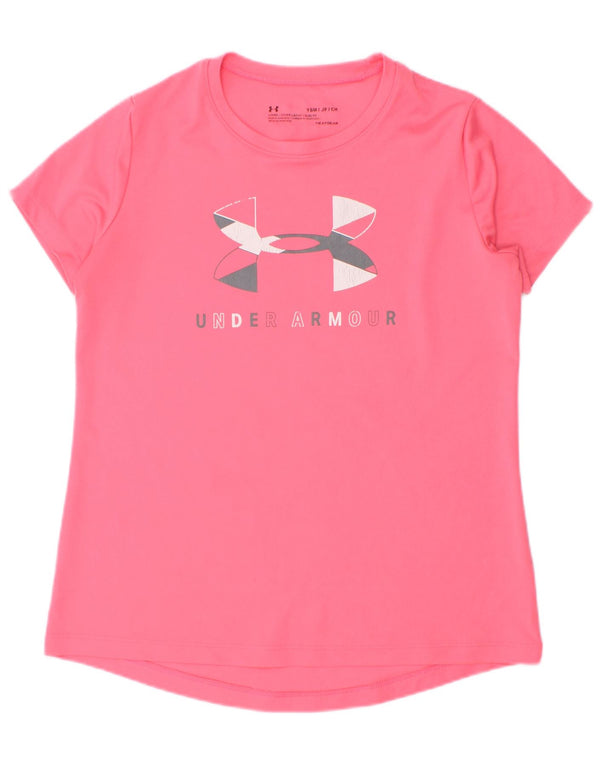 Under Armour Camiseta gráfica Heat Gear para niñas 7-8 años Small Rosa