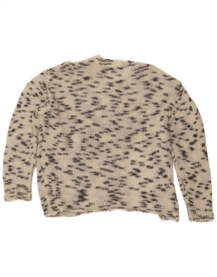 ZARA Suéter tipo jersey con cuello redondo para mujer UK 46 Large Off White Flecked