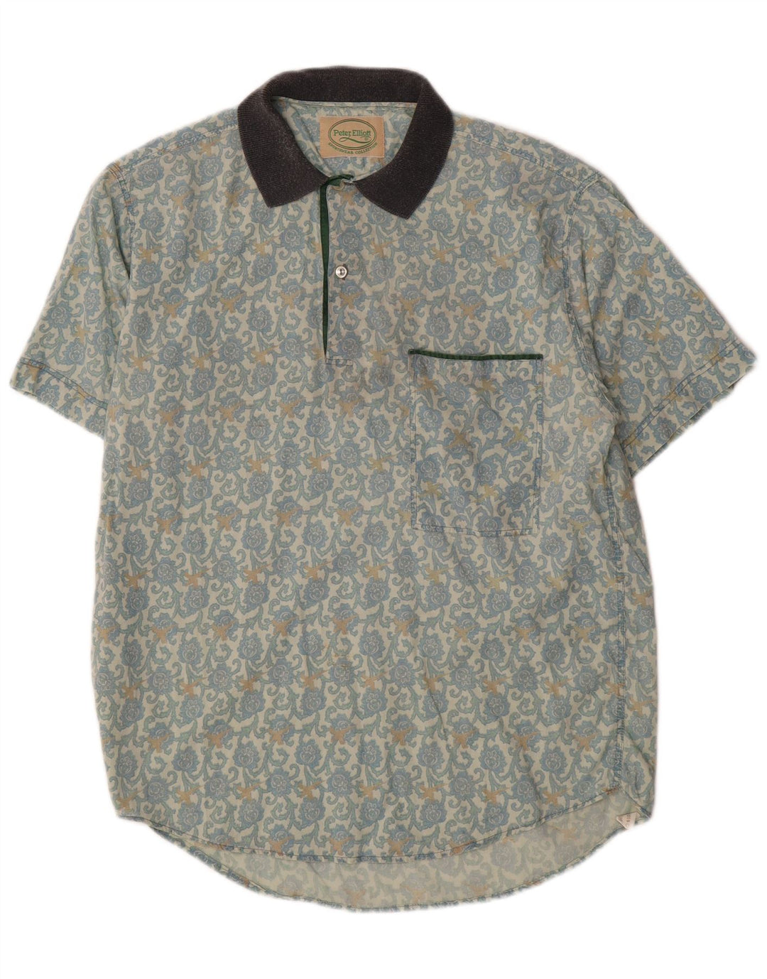 Peter Elliot Camisa tipo jersey de manga corta para hombre Algodón floral azul medio