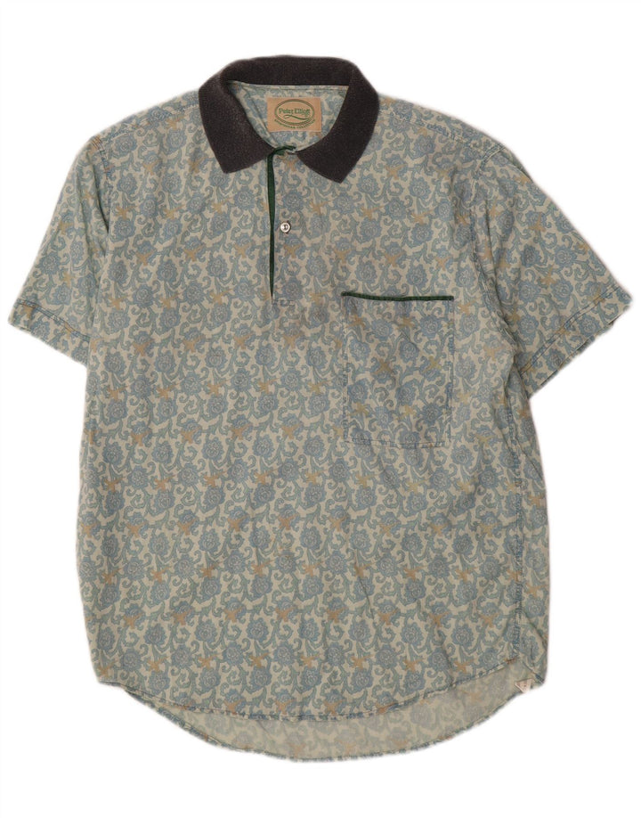 Peter Elliot Camisa tipo jersey de manga corta para hombre Algodón floral azul medio
