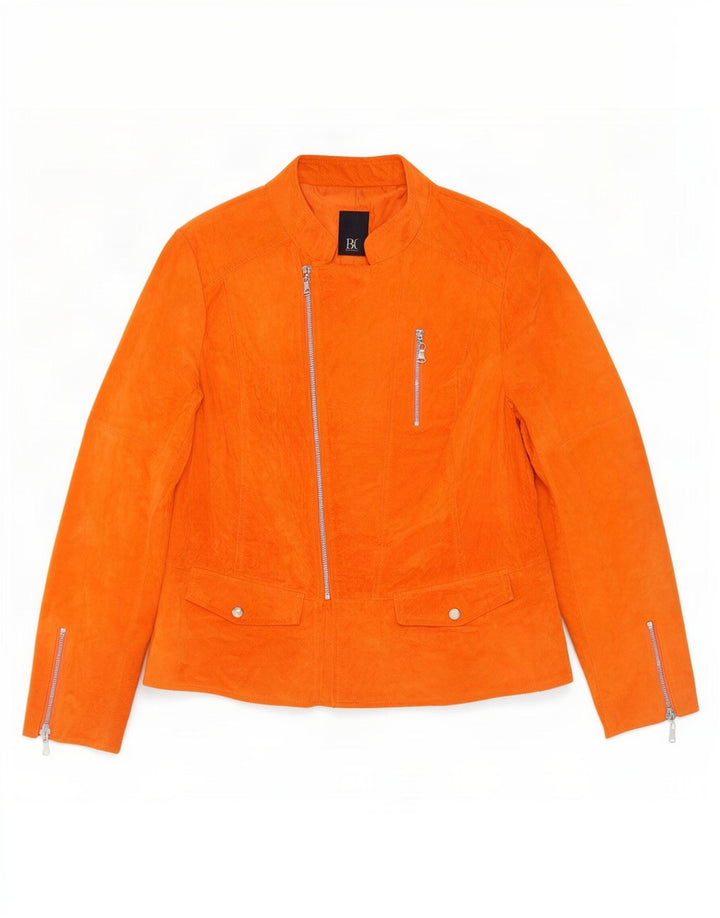 Vintage mujer ante chaqueta Reino Unido 16 cuero naranja grande