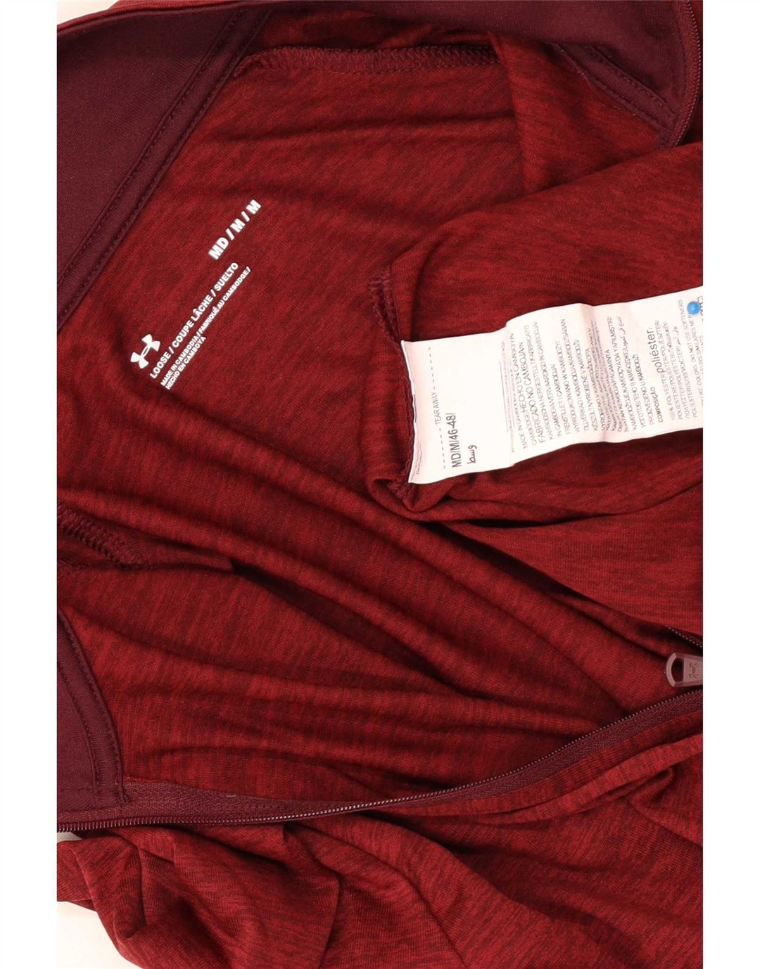 Top de chándal Under Armour con cuello y cremallera para hombre, color burdeos medio moteado