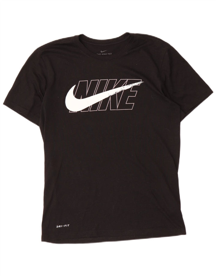 Nike Dri Fit Graphic Camiseta para hombre, talla pequeña, poliéster negro