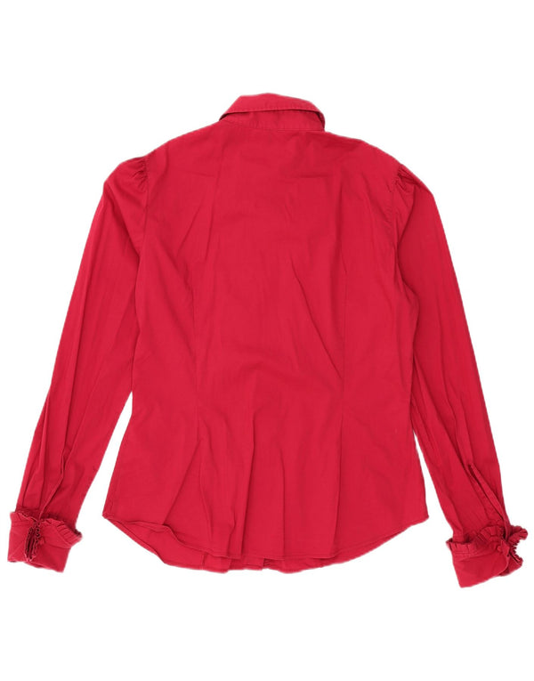 BENETTON Blusa camisera para mujer UK 46 Grande Algodón rojo