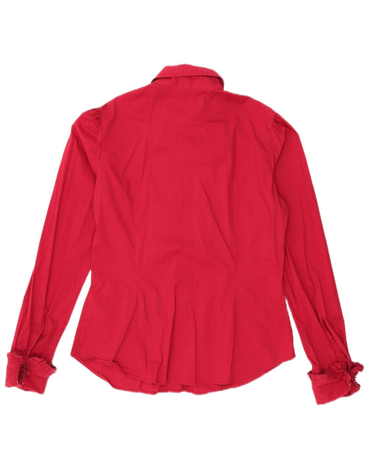 BENETTON Blusa camisera para mujer UK 46 Grande Algodón rojo