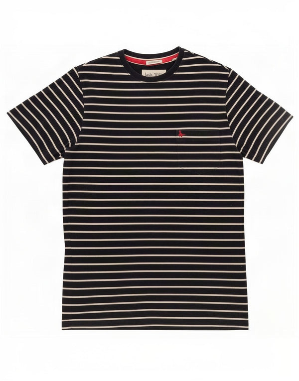 Jack Wills Camiseta de corte clásico para hombre Top pequeño de algodón a rayas azul marino