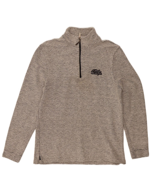 Weird Fish - Sudadera con cuello y cremallera para hombre, jersey de algodón moteado en gris medio