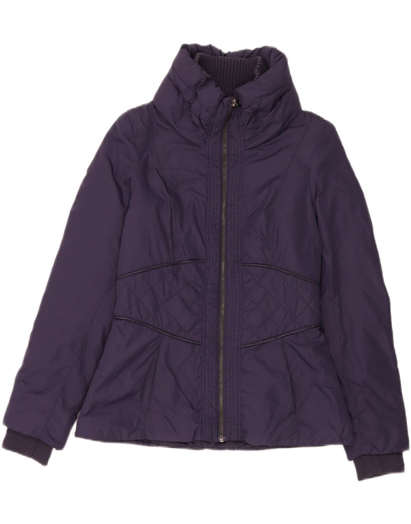 Zara Mujer Chaqueta Acolchada UK 10 Small Púrpura