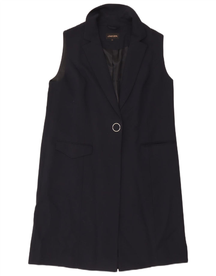 Jaeger Chaqueta tipo blazer larga sin mangas para mujer UK 46 Large Azul marino