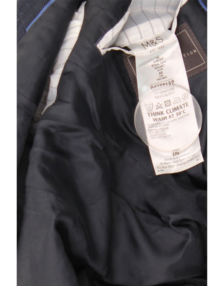Marks & Spencer Chaqueta tipo blazer ajustada con 2 botones para hombre UK 36 Small Azul marino