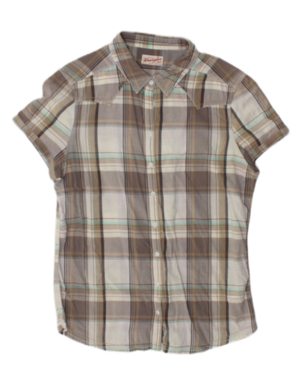 Wrangler Camisa de manga corta para mujer ES 40 XL Algodón a cuadros gris