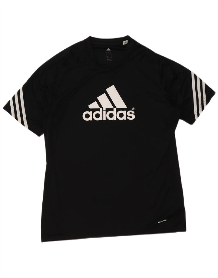 Adidas Mens Climalite Graphic Camiseta Top Grande Negro Poliéster