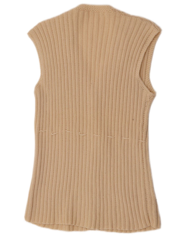 Vintage mujer sin mangas Cardigan suéter Reino Unido 14 medio blanco apagado