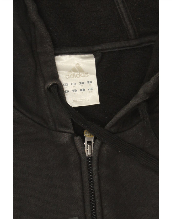 Adidas - Sudadera con capucha y cremallera gráfica para hombre, algodón negro mediano