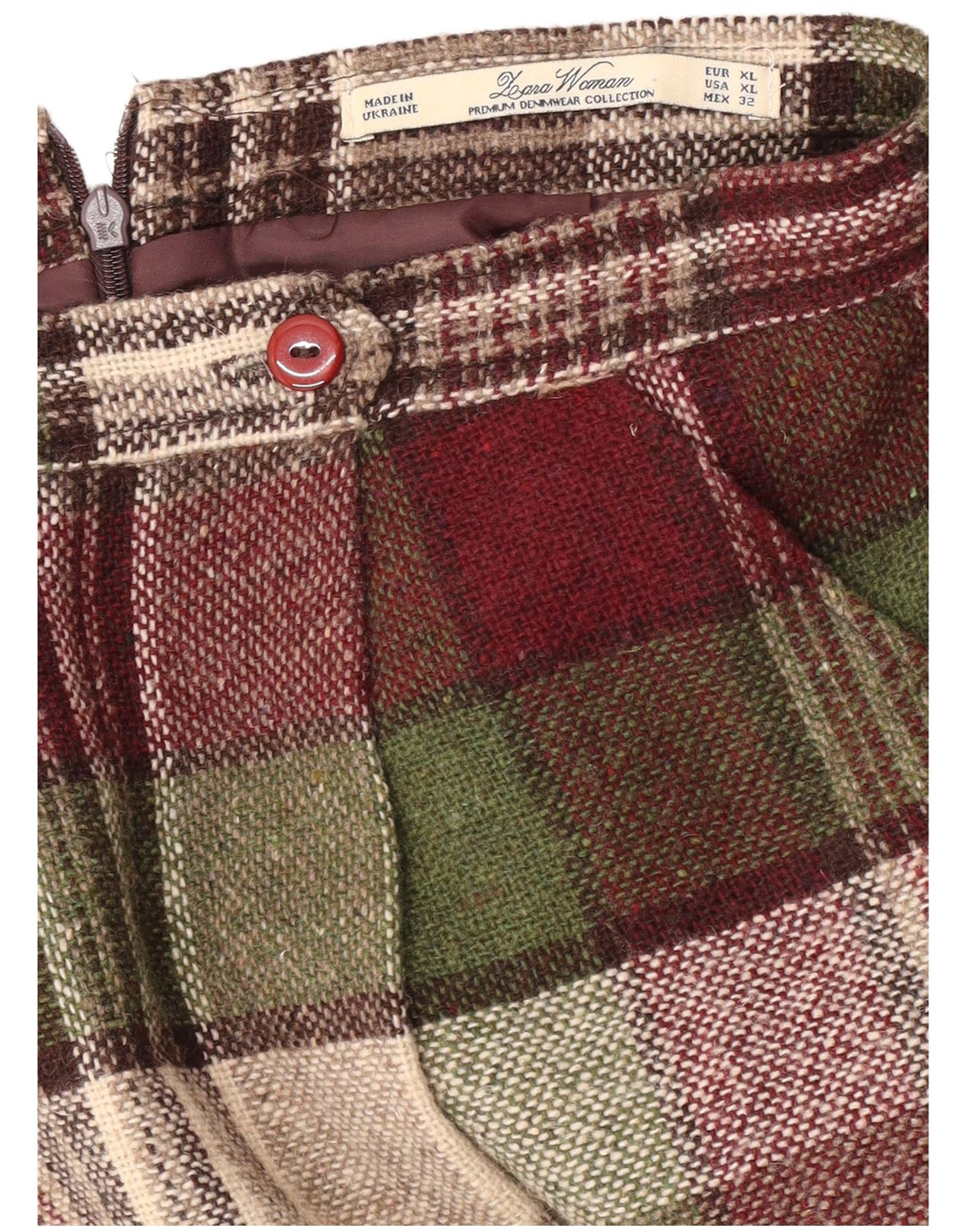 Falda Plisada Leara Mujer XL W32 Cuadros Burdeos