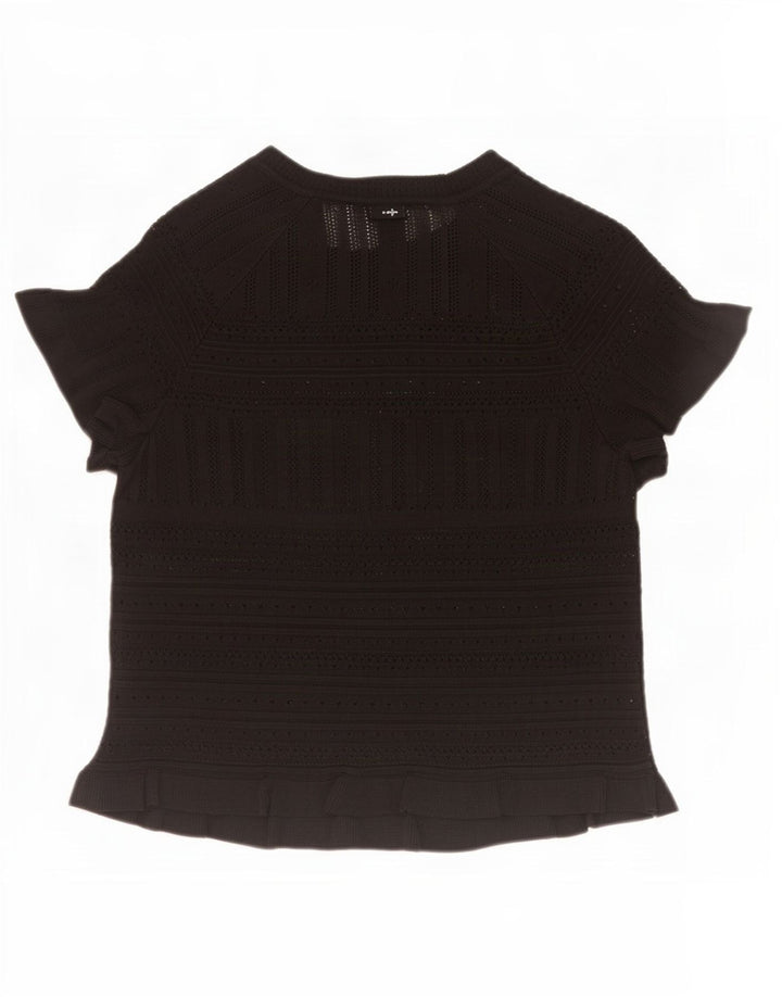 Zara Mujer Crop Knit Blusa Top UK 42 Medium Negro