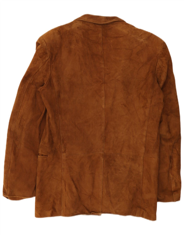 Vintage mujer ante doble pecho Blazer chaqueta IT 50 XL cuero beige