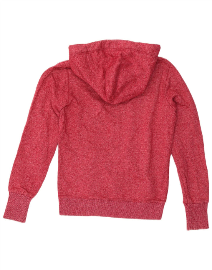 SUPERDRY Suéter con capucha y cremallera para mujer Reino Unido 10 Pequeño algodón moteado rojo