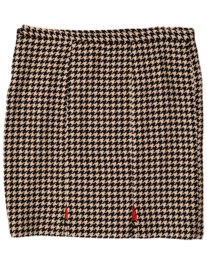 VINTAGE Falda recta de mujer W36 XL Pata de gallo negra