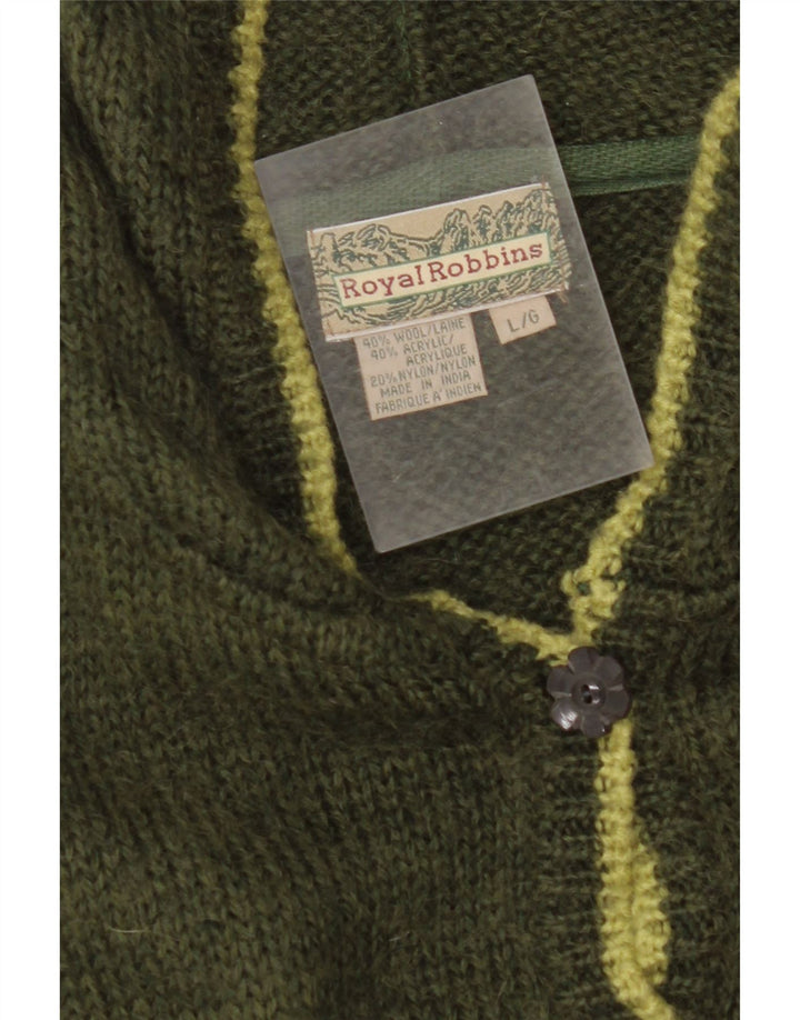 ROYAL ROBBINS Suéter tipo cárdigan con capucha para mujer Reino Unido 16 Grande Verde Fair Isle