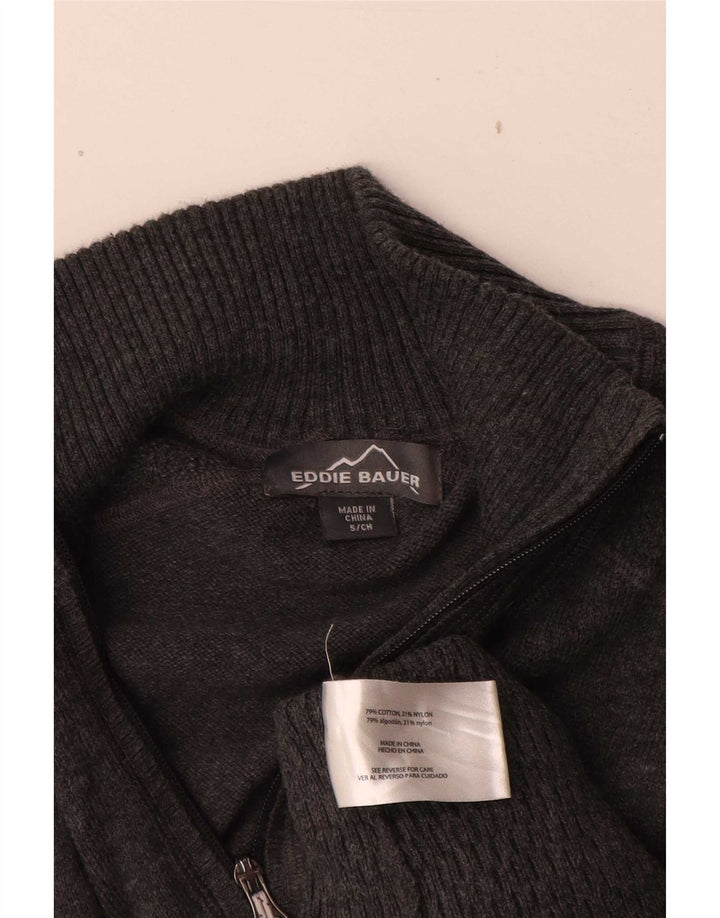 Eddie Bauer - Jersey para hombre con cuello y cremallera, talla pequeña, algodón gris