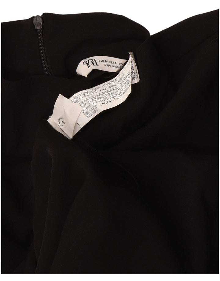 Zara Vestido largo de manga larga para mujer UK 40 Mediano Poliéster negro