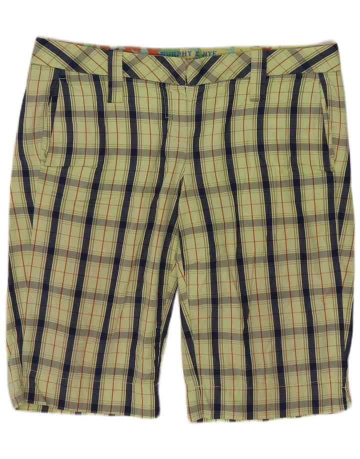 Murphy & Nye Pantalones cortos chinos para hombre W34 Algodón a cuadros verdes grandes