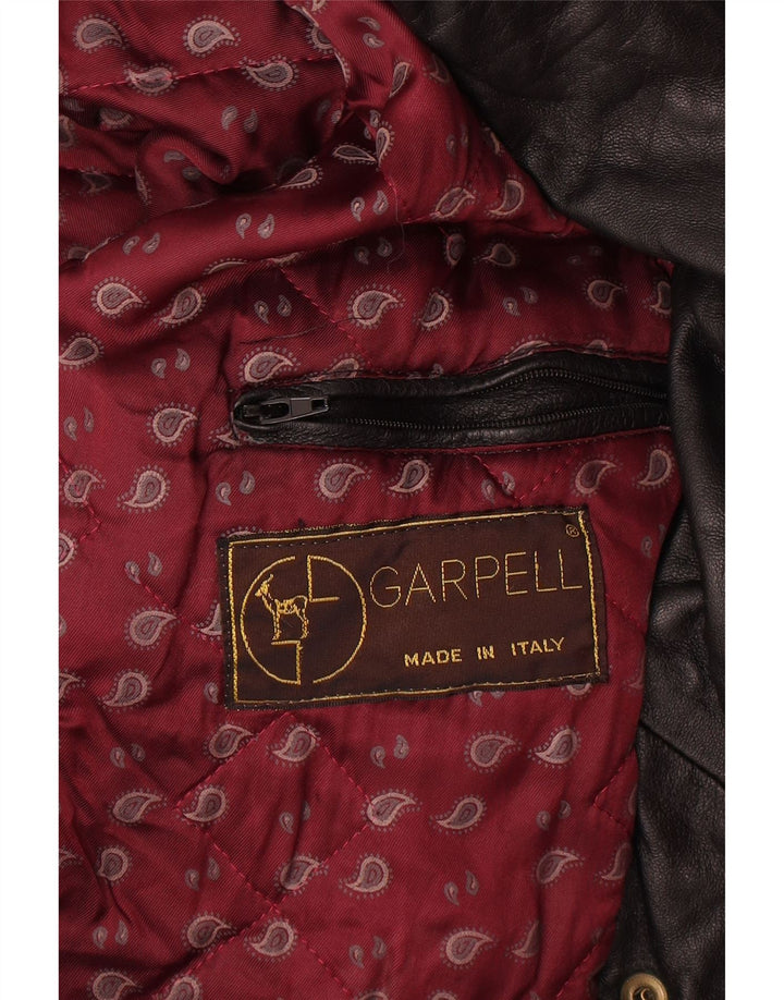 Vintage hombres cuero doble pecho biker chaqueta Reino Unido 38 motociclista negro mediano