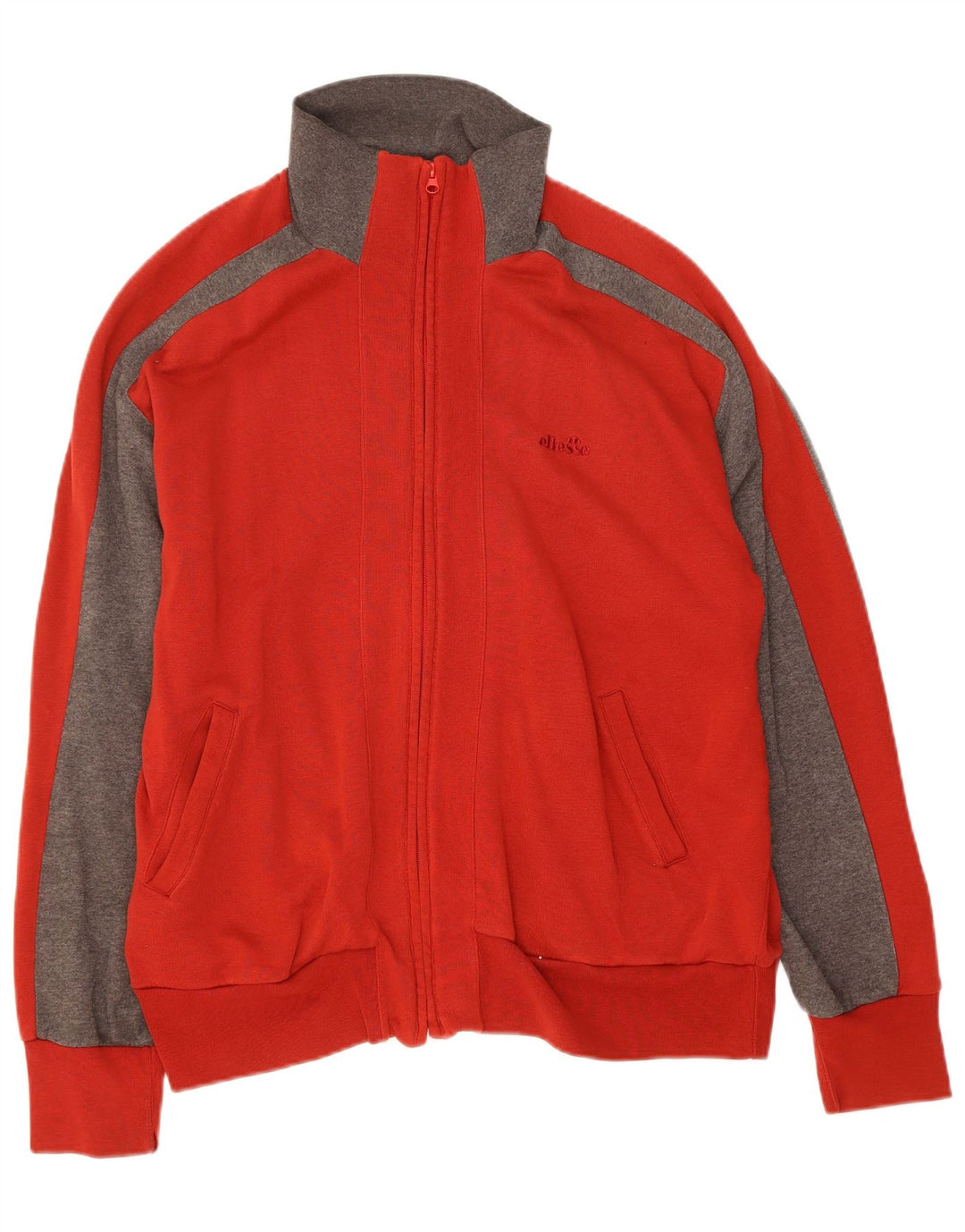 ELLESSE Mens Tracksuit Top Jacket XL Red Colourblock Cotton