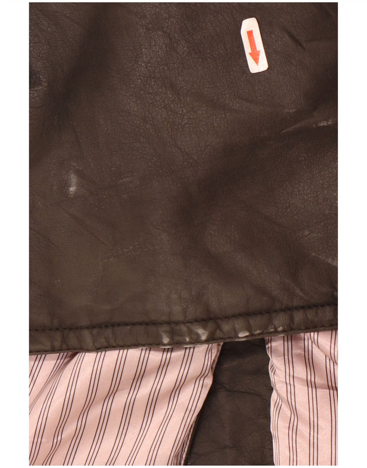 Abrigo de cuero militar vintage para hombre IT 56 3XL Negro
