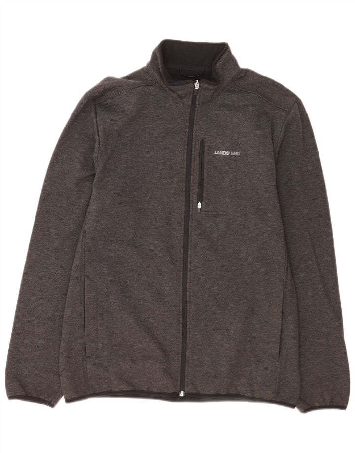Lands End Chaqueta de chándal para hombre de algodón moteado gris medio