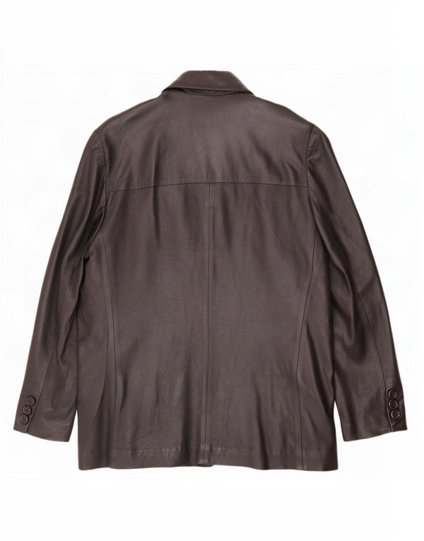 MONTANA Chaqueta tipo blazer de cuero con 2 botones para hombre UK 42 XL Negro