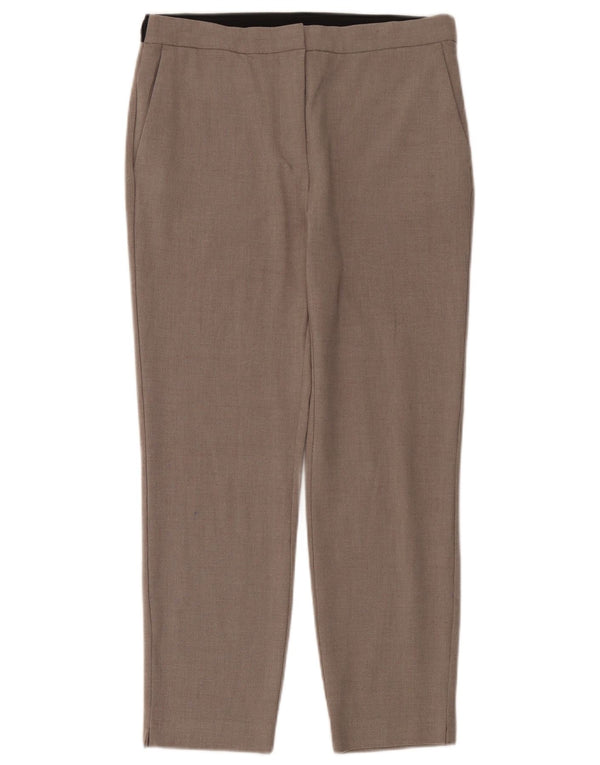 Zara Mujer Pantalón Chino De Cintura Alta Grande W30 L27 Bloque De Color Beige