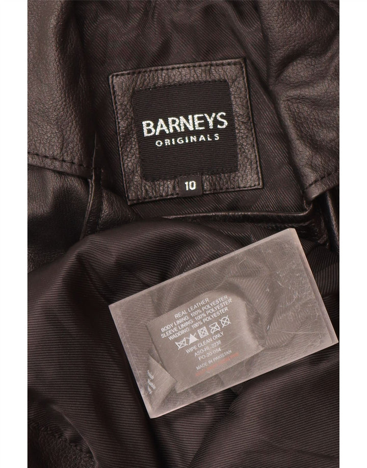 BARNEYS Chaqueta motera de cuero para mujer US 10 Grande Cuero negro