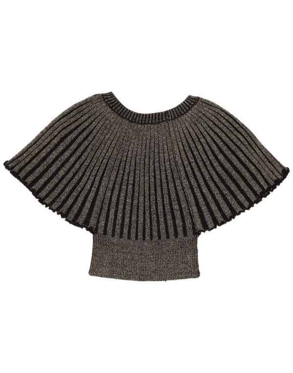 Vintage mujer crop Batwing blusa Top Reino Unido 8 pequeño oro moteado