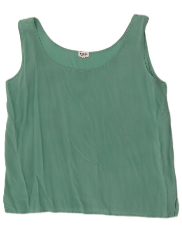 Blusa vintage sin mangas para mujer Top IT 44 Seda verde medio