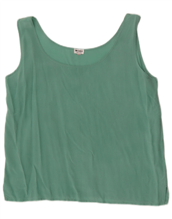 Blusa vintage sin mangas para mujer Top IT 44 Seda verde medio