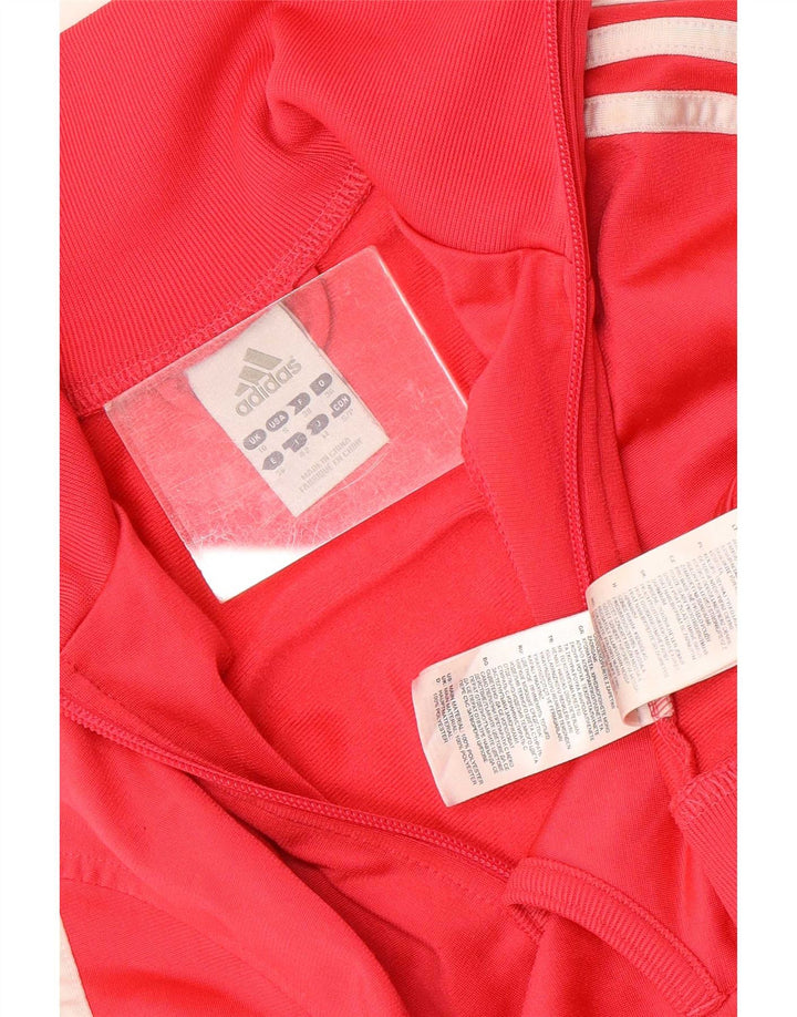 Adidas Mujer Chándal Top Chaqueta Reino Unido 10 Pequeño Rojo Poliéster