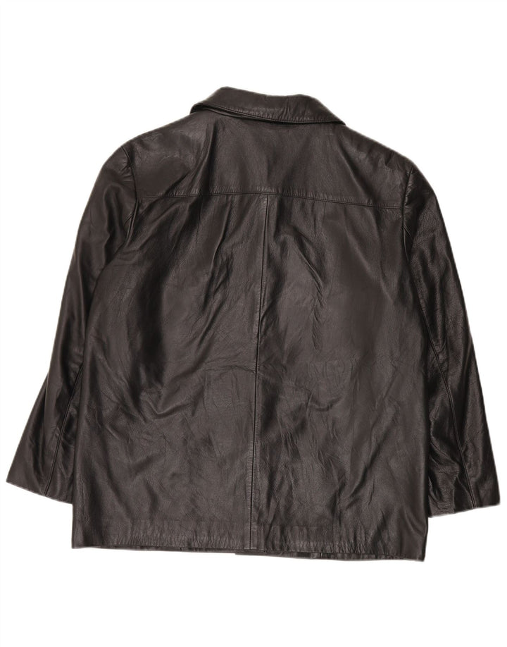 Vintage mujer chaqueta de cuero EU 42 grande negro