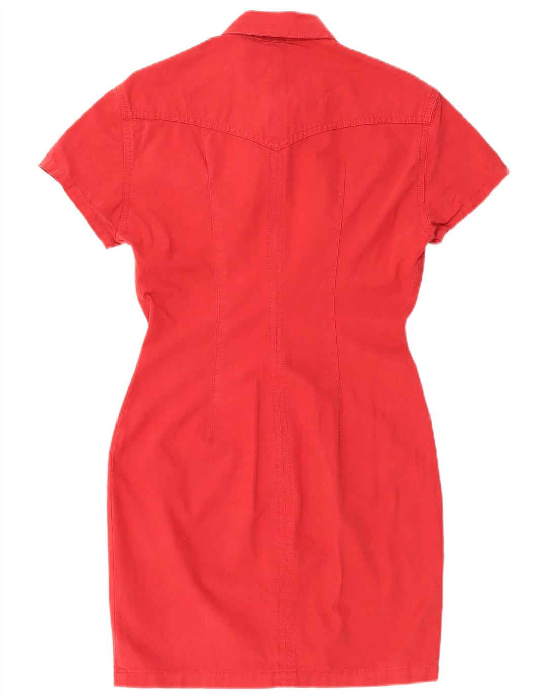 Replay Vestido camisero vaquero de manga corta para mujer UK 40 Rojo mediano