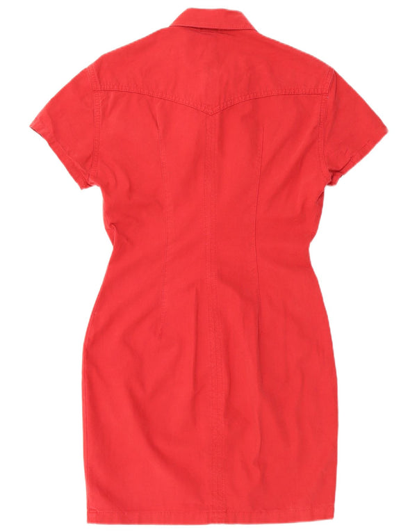 Replay Vestido camisero vaquero de manga corta para mujer UK 40 Rojo mediano