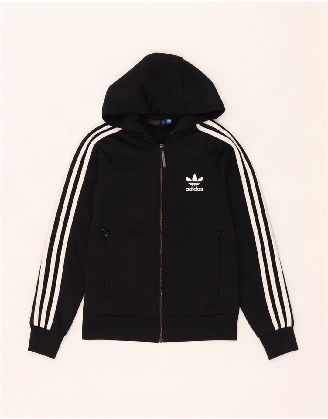 Adidas Sudadera con capucha y cremallera para mujer UK 8 Small Poliéster negro