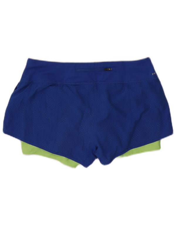Nike Pantalones cortos deportivos Dri Fit para mujer UK 44 Azul medio Poliéster con bloques de color