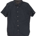 Ted Baker Camisa de manga corta para hombre Talla 3 Mediana Azul marino Algodón geométrico