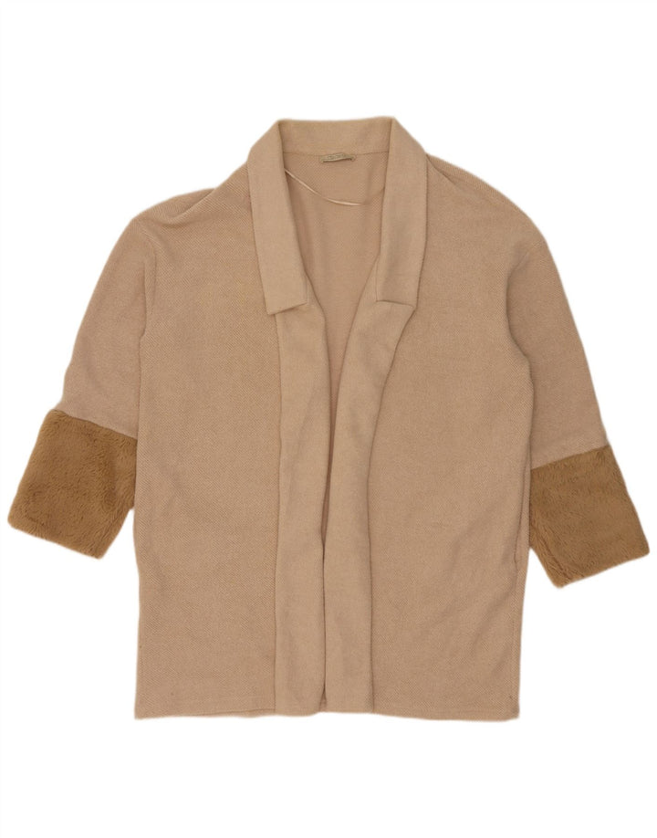 Zara Mujer Suéter Cárdigan Largo Extragrande UK 44 Medio Beige
