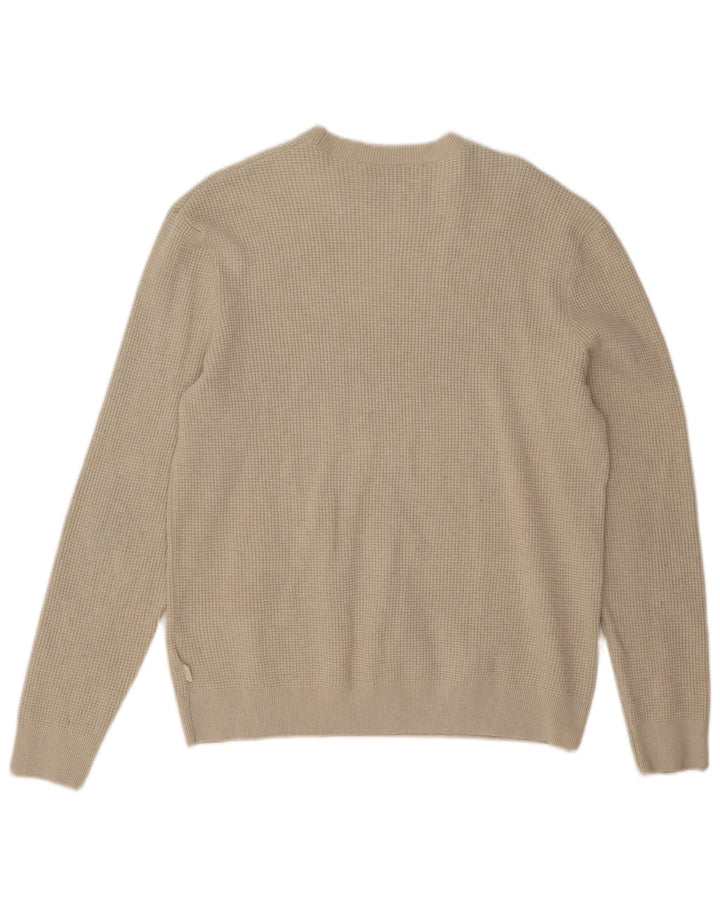 Marks & Spencer - Jersey de cuello redondo para hombre, talla grande, poliéster beige