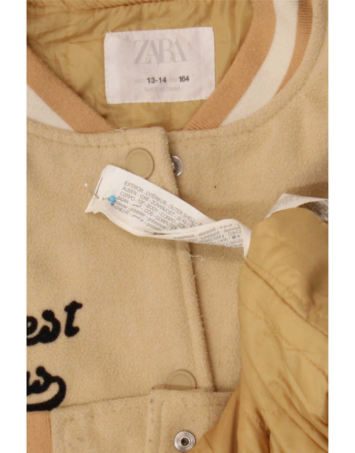 Zara Chaqueta universitaria estampada para niña 13-14 años Poliéster color block beige